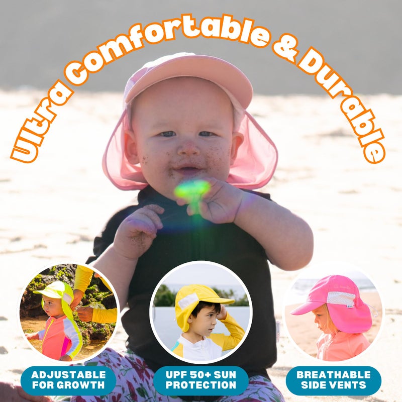 SwimZip Sun Hat with Neck Flap | UPF 50+ Protection for Baby, Toddler, and Kids Pink - Image 5